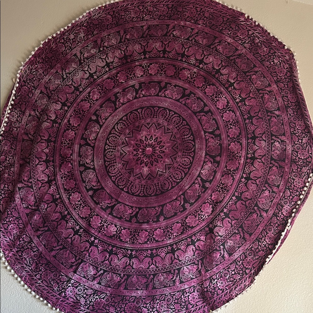 Round Purple Mandala Tapestry
